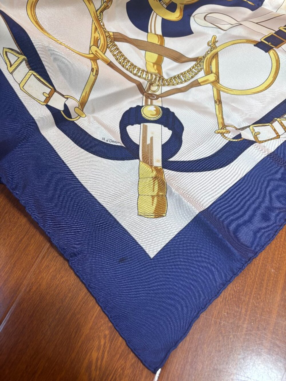 Auth HERMES Carre 90 Sellier Eperon d'Or Scarf Blue/White/Multicolor - Picture 5 of 14